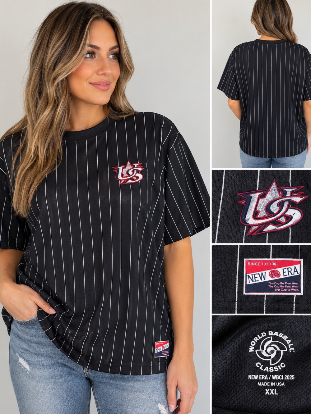 New Era USA World Baseball Classic 2026 Pinstripe T-Shirt XXL NWT